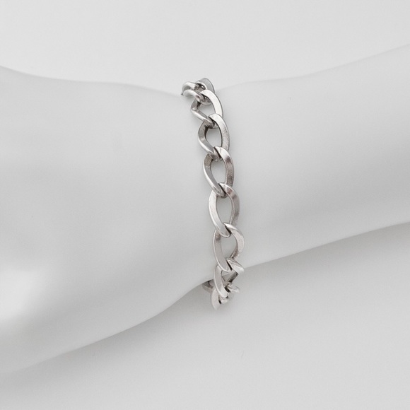 Vintage Sterling Silver Oval Link Bracelet Wide Chunky Chain Unisex - Picture 4 of 4